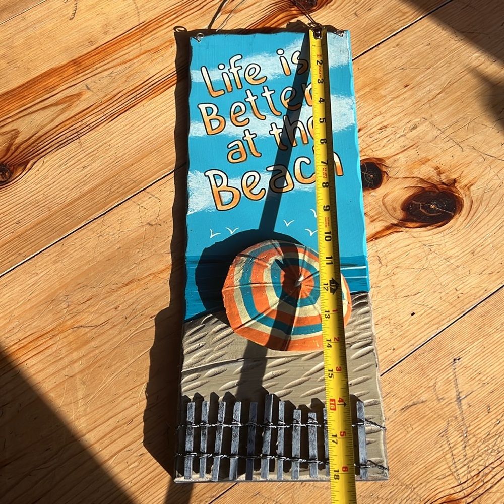 Distressed “Life is Better at the Beach” 3D Wall Art with Metal Hanger - Picture 2 of 16